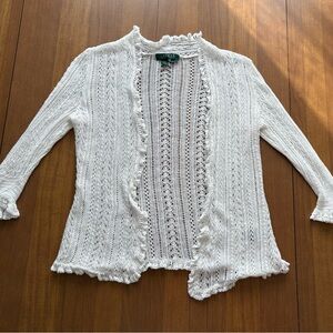 Vintage Lauren Ralph Lauren White Open-Front Cardigan